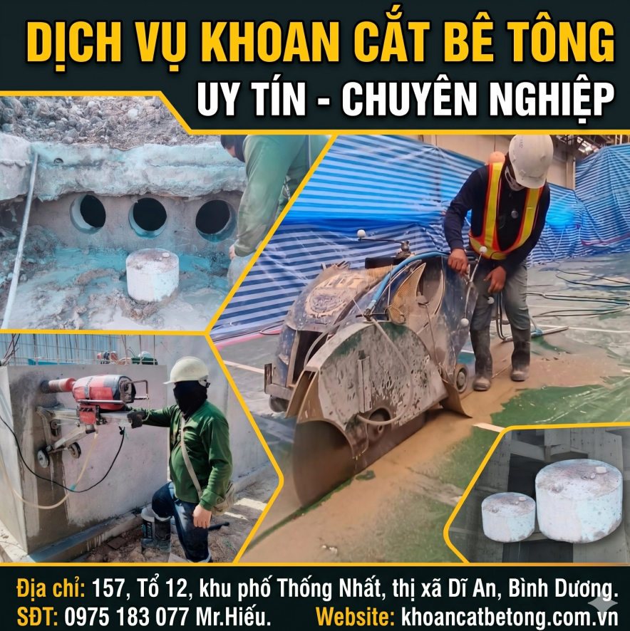 Khoan cắt bê tông vĩnh cữu đồng nai chuyên nghiệp